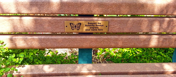 Bronze Garden bench plaque with sample text