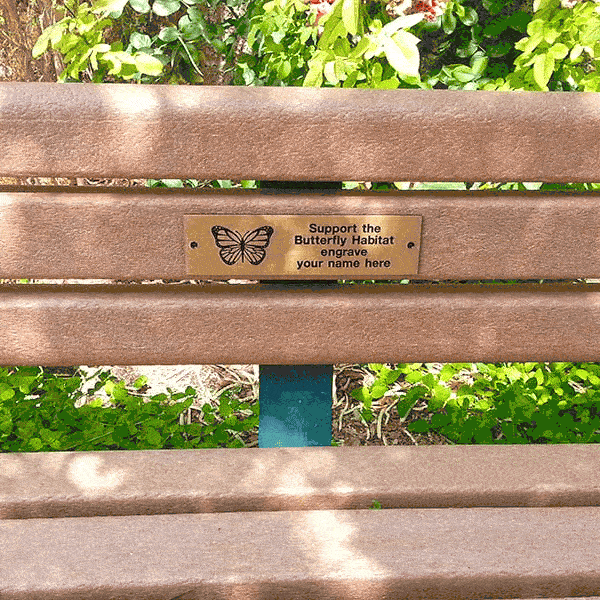 Bronze Garden bench plaque with sample text