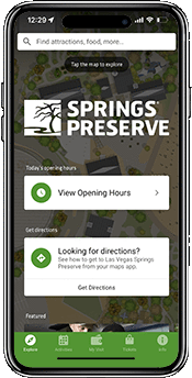 Digital membership cards displayed inside the Springs Preserve app on a smart phone.