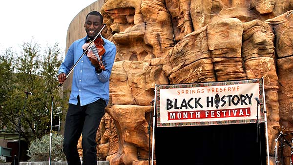 Violin player at Springs Preserve's Black History Month Festival