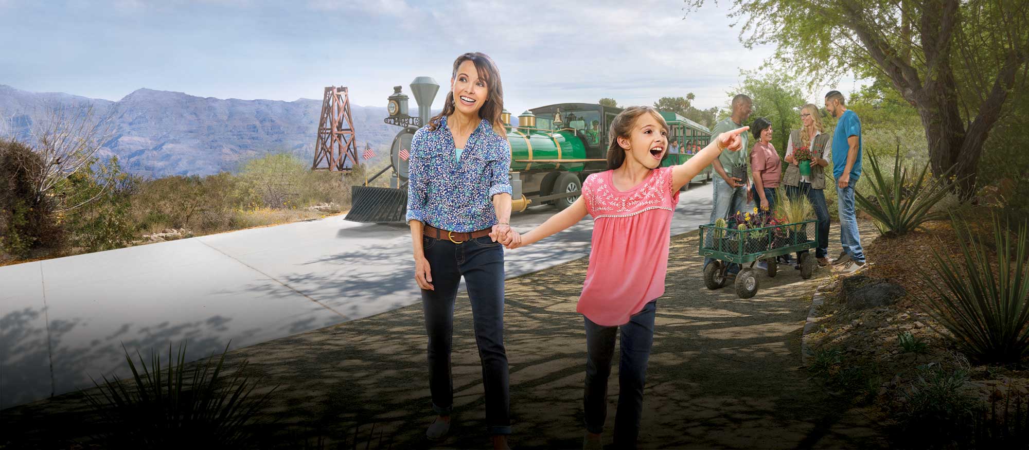 Mother and daughter exploring the Las Vegas Springs Preserve